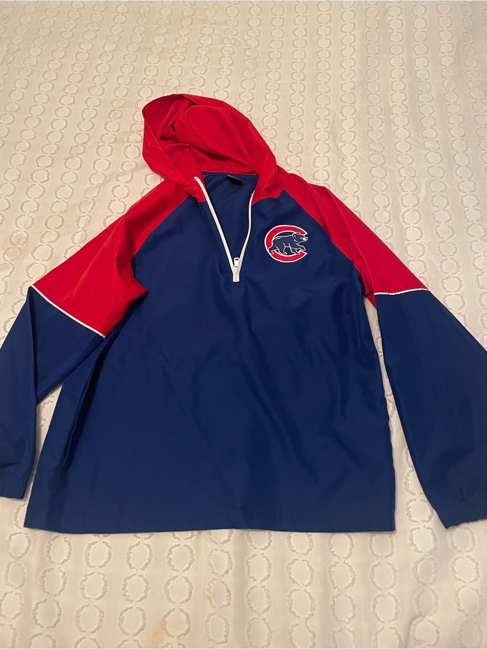 Majestic Navy and Red Cubs Hooded Pullover Jacket